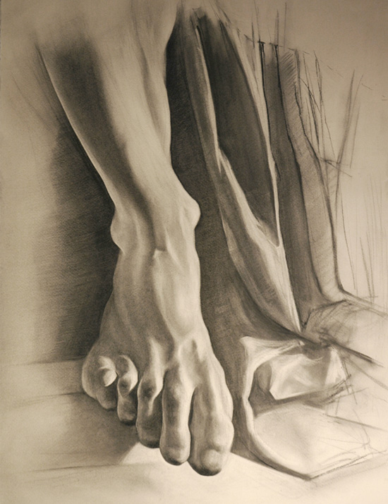 Laocoon's foot | Charcoal on paper | Dimensions 70 x 100